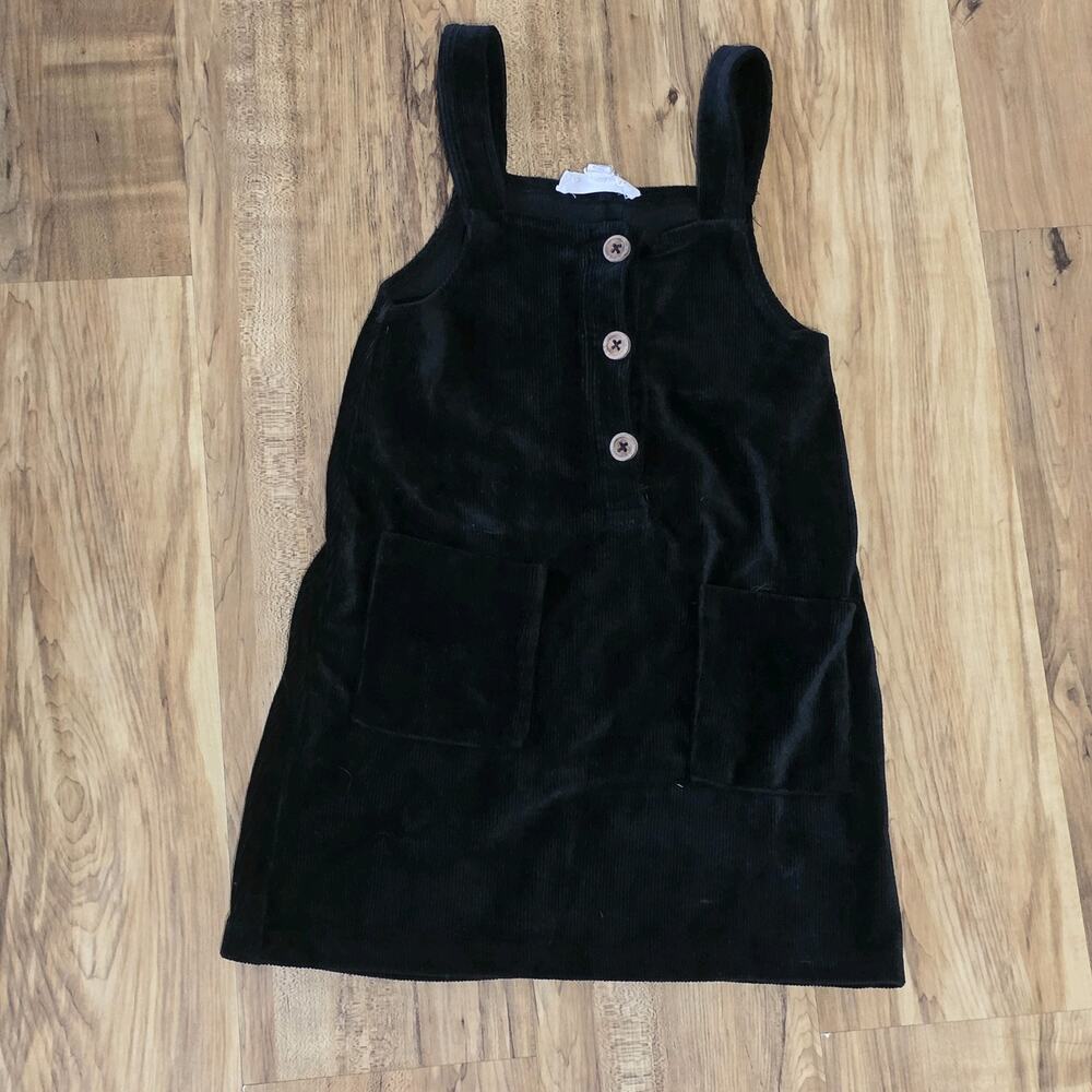 Jessica Simpson Girls Black Corduroy Jumper Dress Size 3T Pockets Button Front
